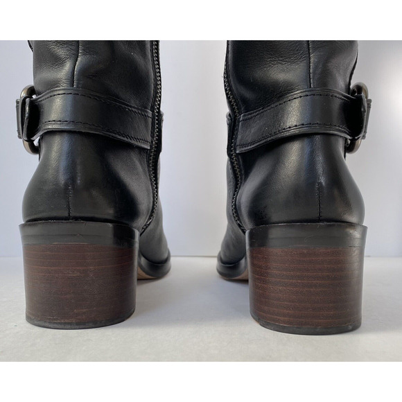 COACH Boots Black Riding CAROLINA SZ 7.5B Black Leather - Picture 8 of 12